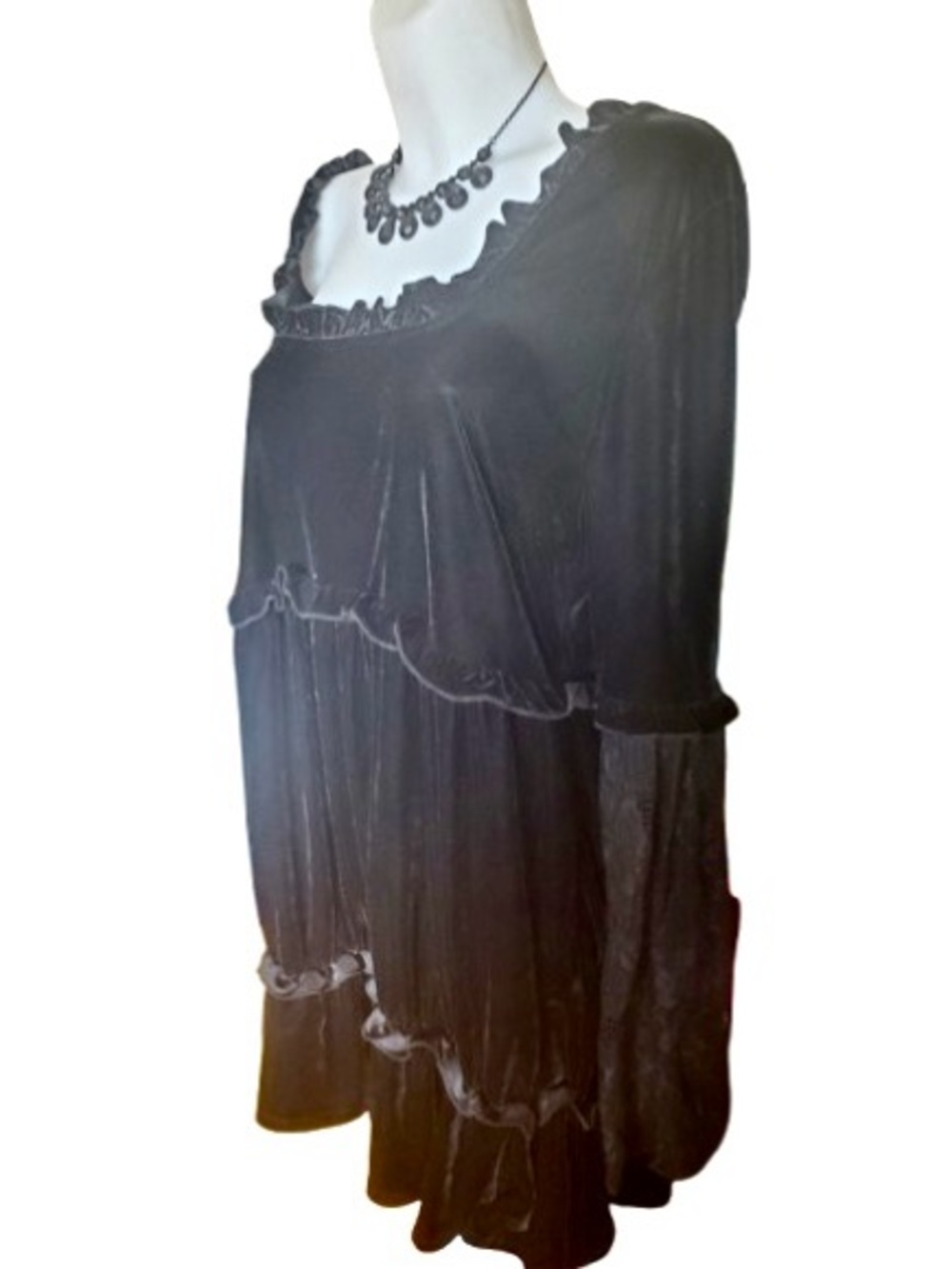 Killstar Prudence Black Velvet Goth Lace Bell Sleeves Oversized Dress XL NWT - Picture 6 of 15